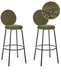 Set of 2 Bar Chairs EMERY Boucle Dark Green