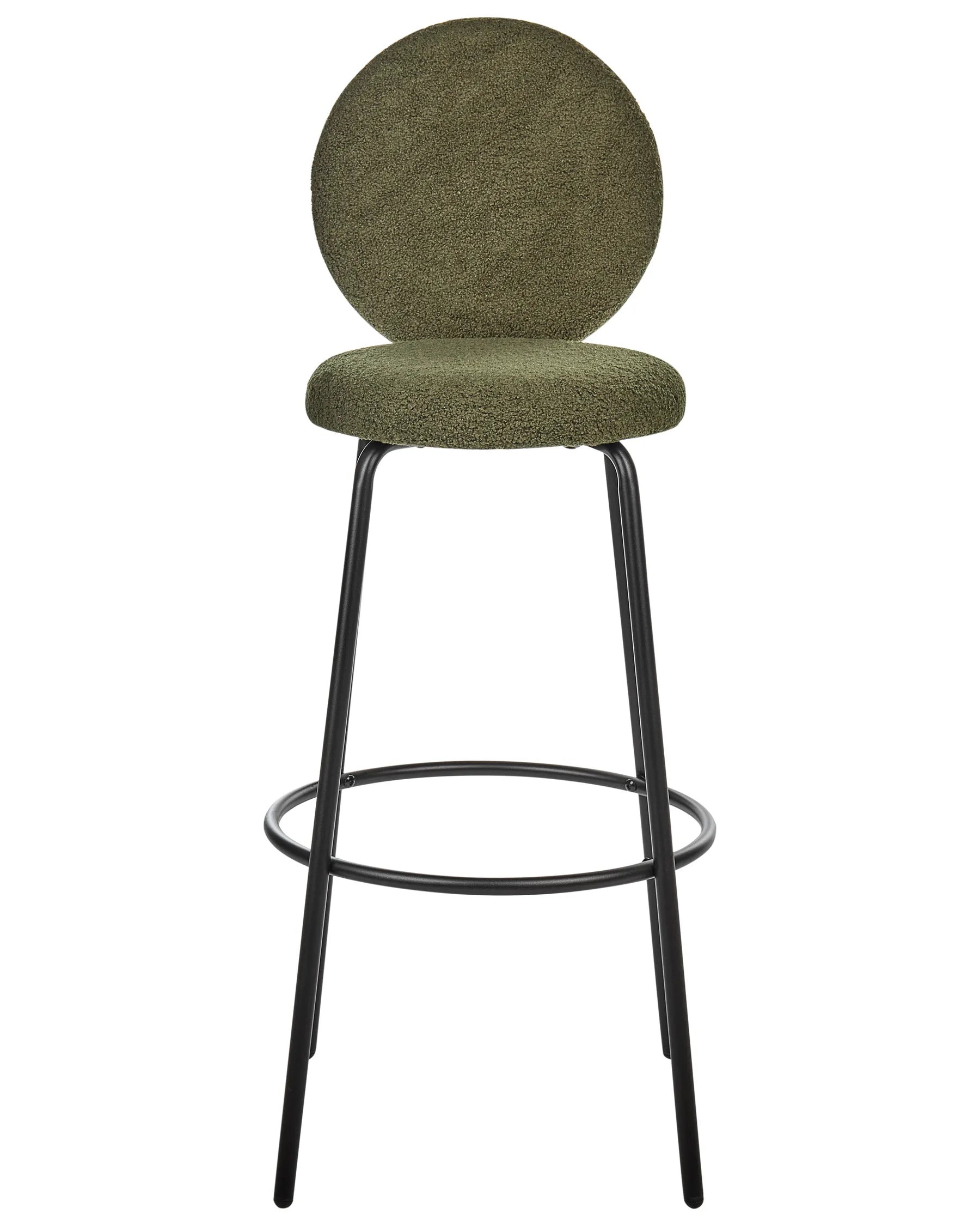 Set of 2 Bar Chairs EMERY Boucle Dark Green