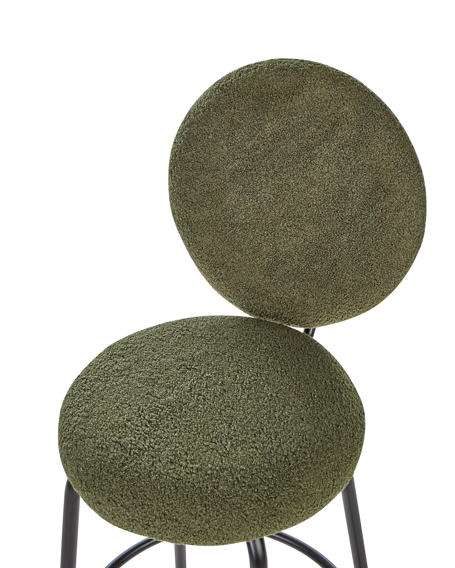 Set of 2 Bar Chairs EMERY Boucle Dark Green