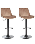 Set of 2 Bar Chairs DUBROVNIK Velvet Swivel Light Brown