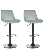 Set of 2 Bar Chairs DUBROVNIK Velvet Swivel Mint Green