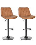 Set of 2 Bar Chairs DUBROVNIK Faux Leather Swivel Golden Brown