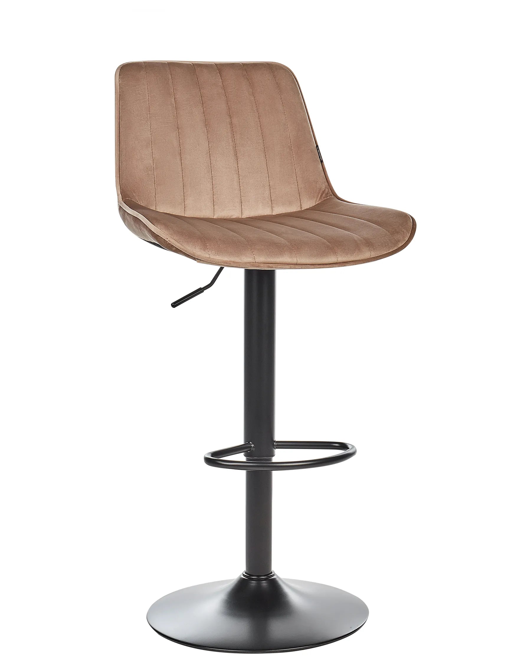 Set of 2 Bar Chairs DUBROVNIK Velvet Swivel Light Brown