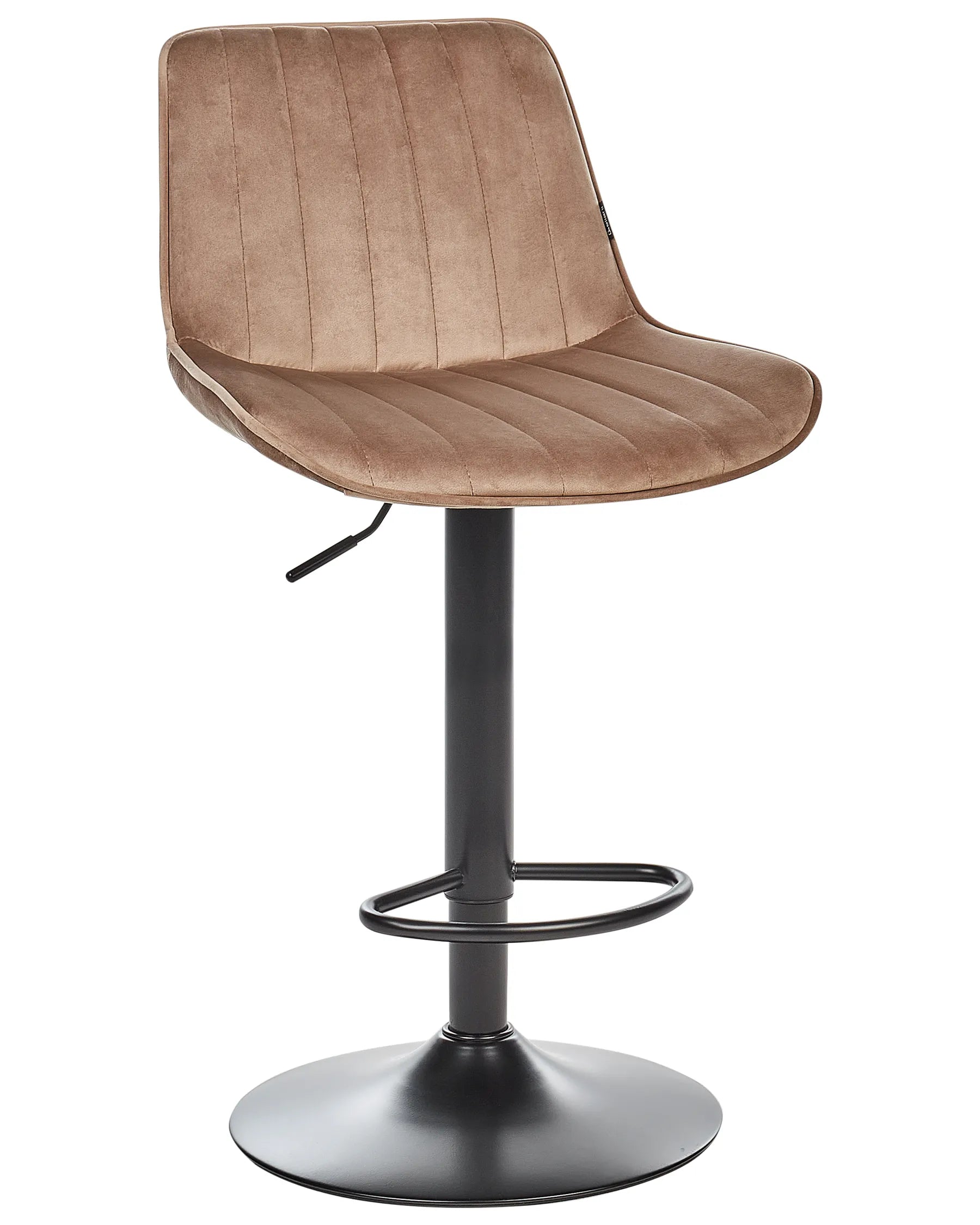 Set of 2 Bar Chairs DUBROVNIK Velvet Swivel Light Brown