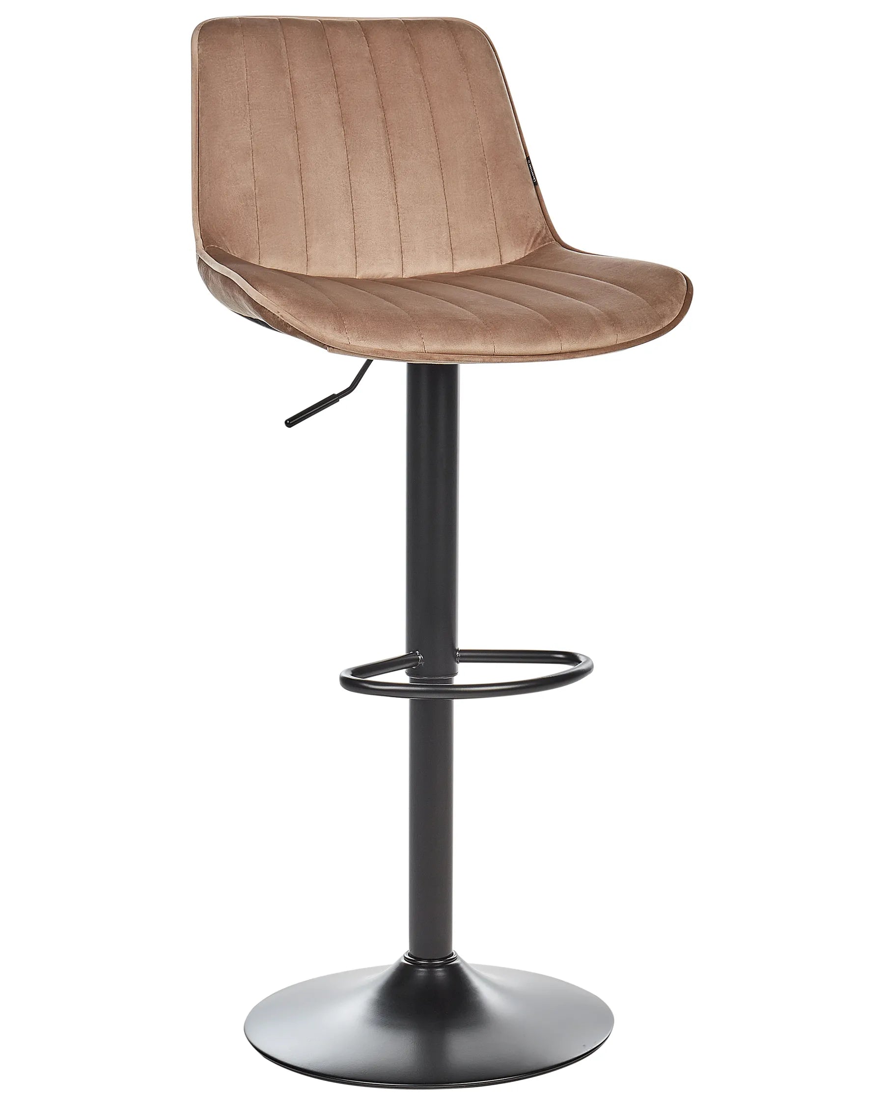 Set of 2 Bar Chairs DUBROVNIK Velvet Swivel Light Brown