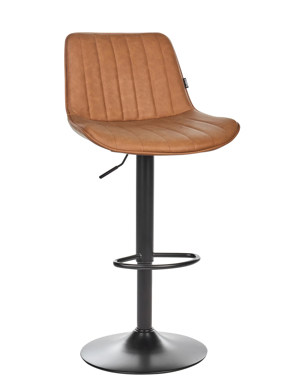 Set of 2 Bar Chairs DUBROVNIK Faux Leather Swivel Golden Brown