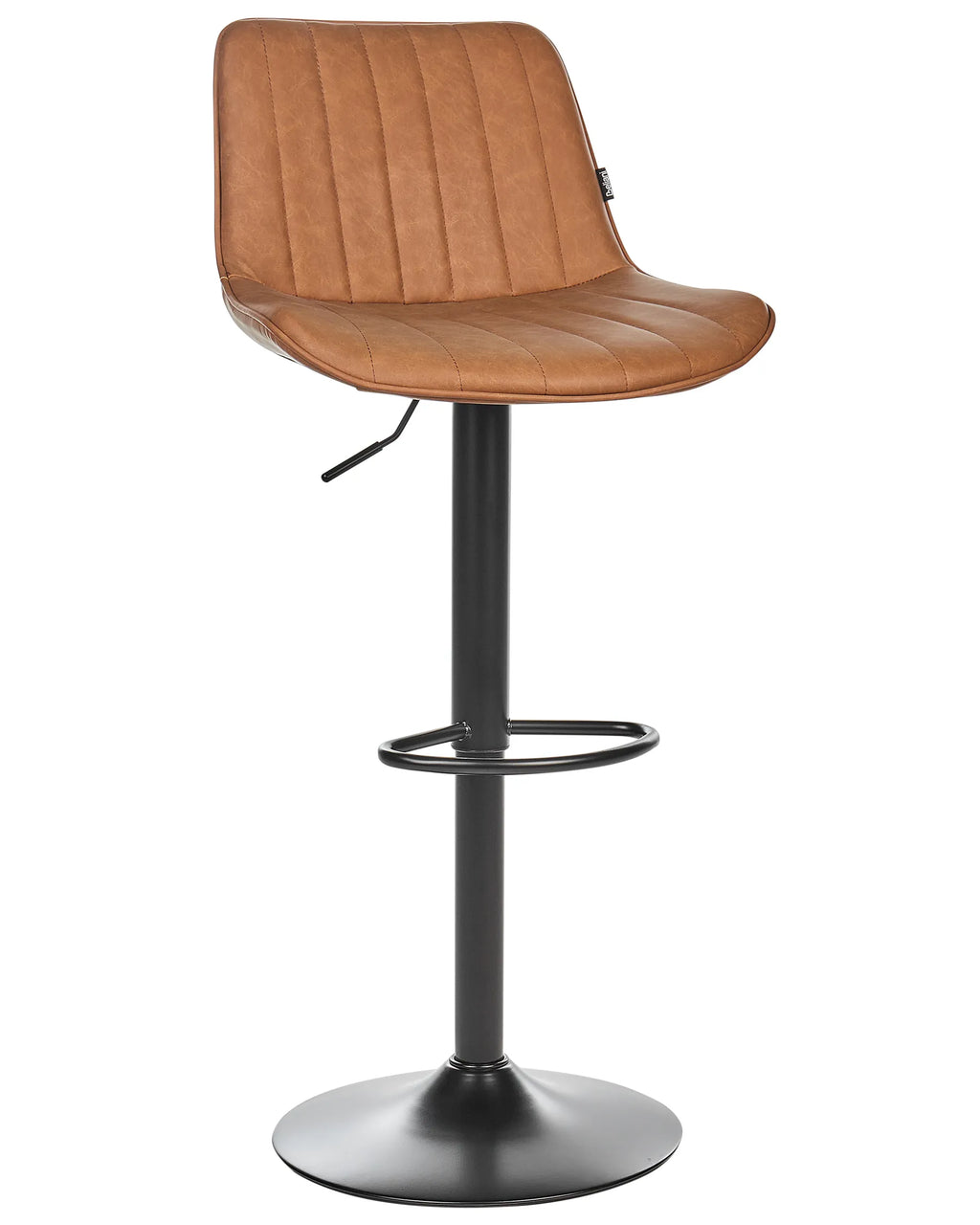 Set of 2 Bar Chairs DUBROVNIK Faux Leather Swivel Golden Brown