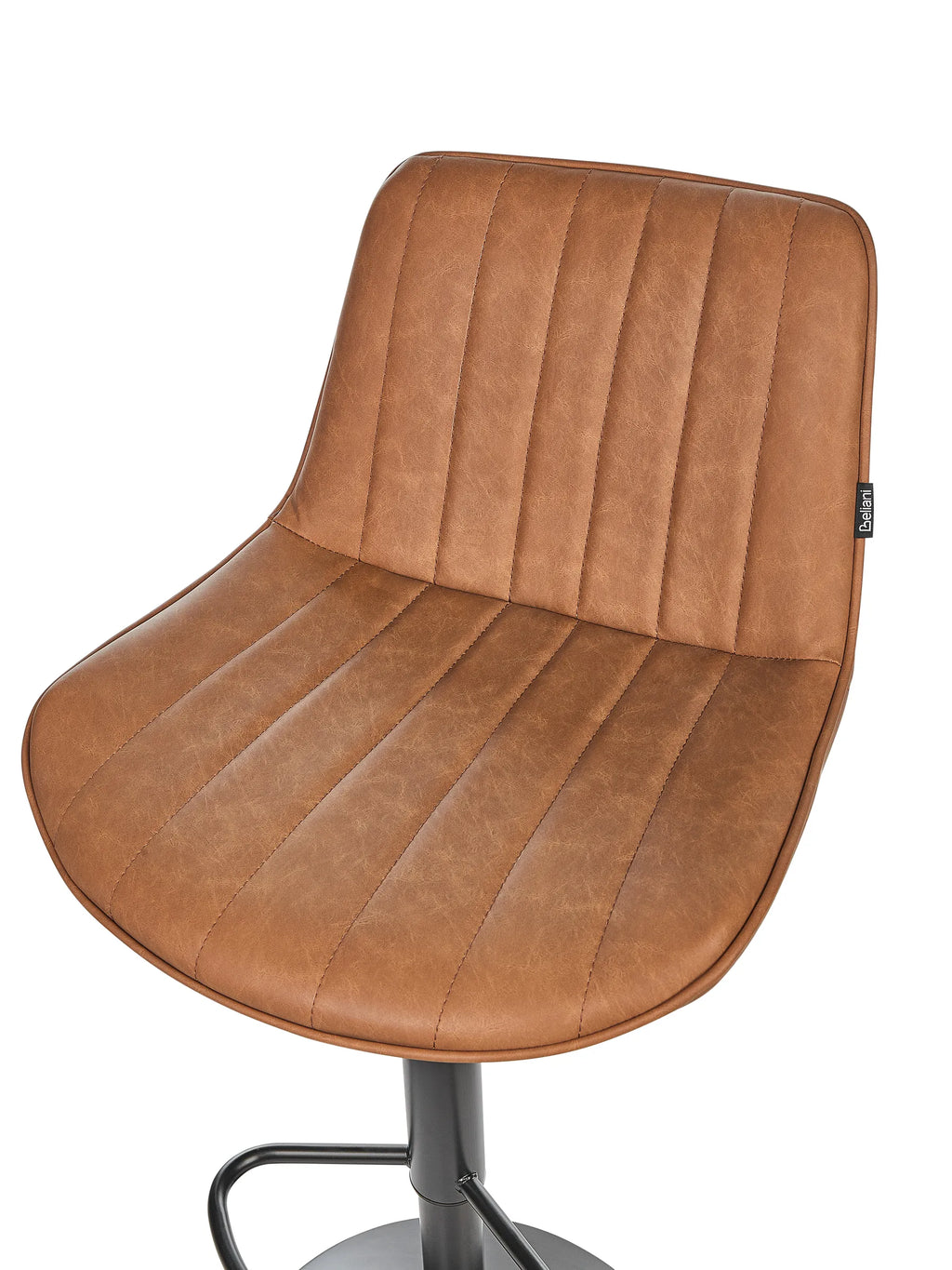 Set of 2 Bar Chairs DUBROVNIK Faux Leather Swivel Golden Brown