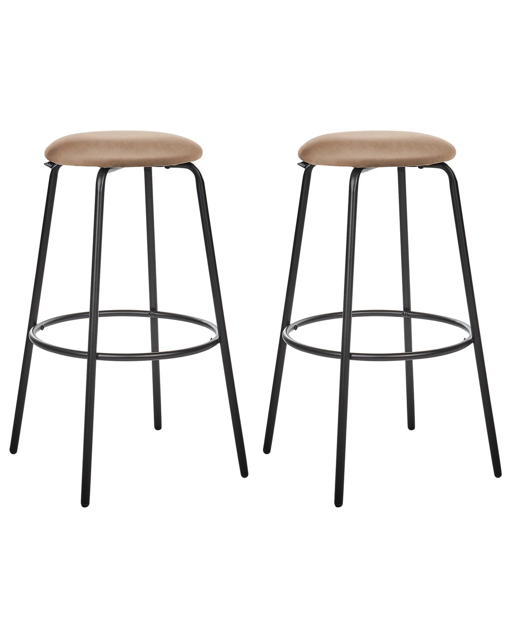 Set of 2 Bar Stools MORTON Velvet Light Brown