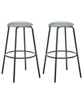Set of 2 Bar Stools MORTON Velvet Mint Green