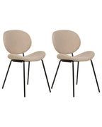 Set of 2 Dining Chairs LUANA Boucle Taupe