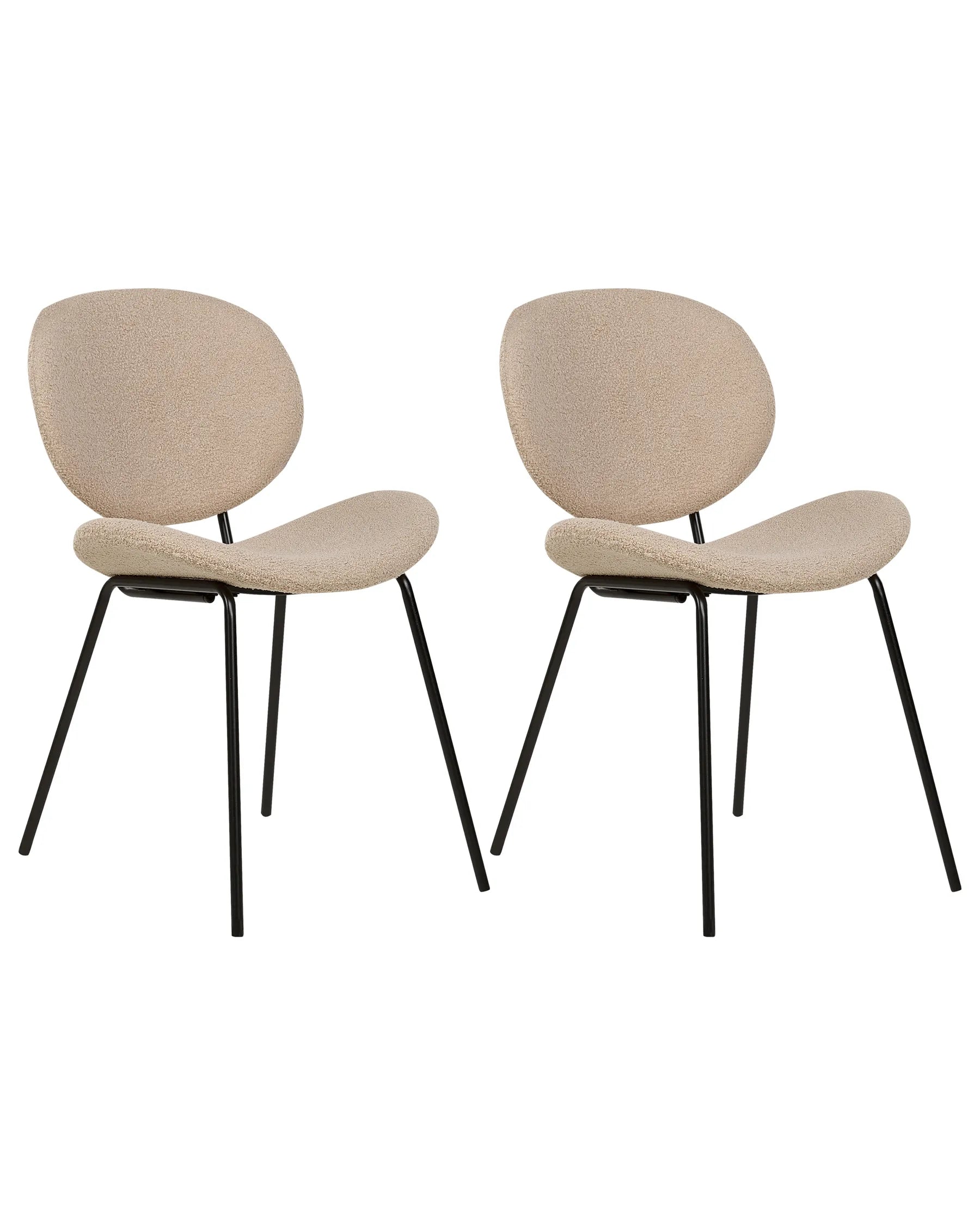 Set of 2 Dining Chairs LUANA Boucle Taupe