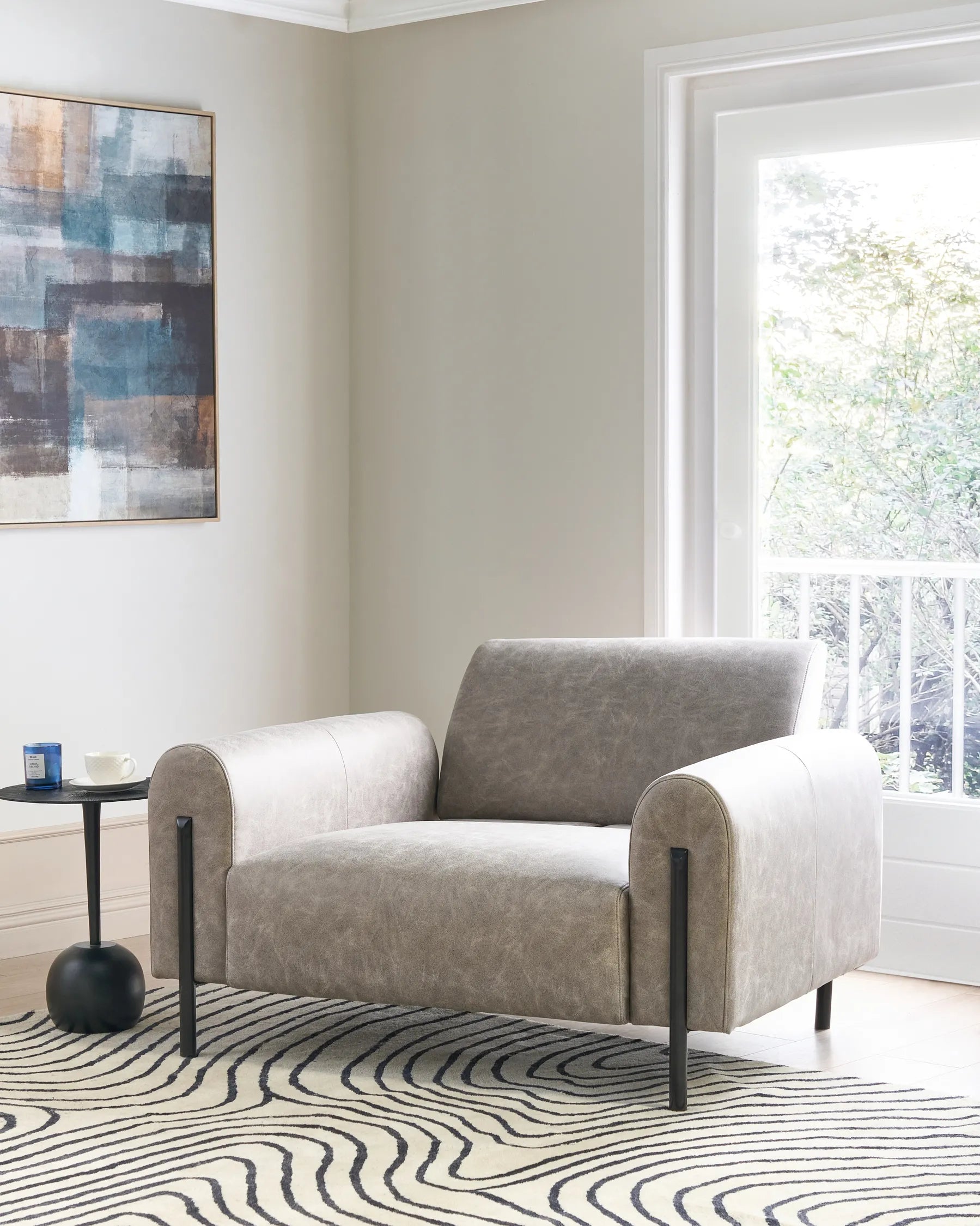 Armchair ASKIM Fabric Light Grey