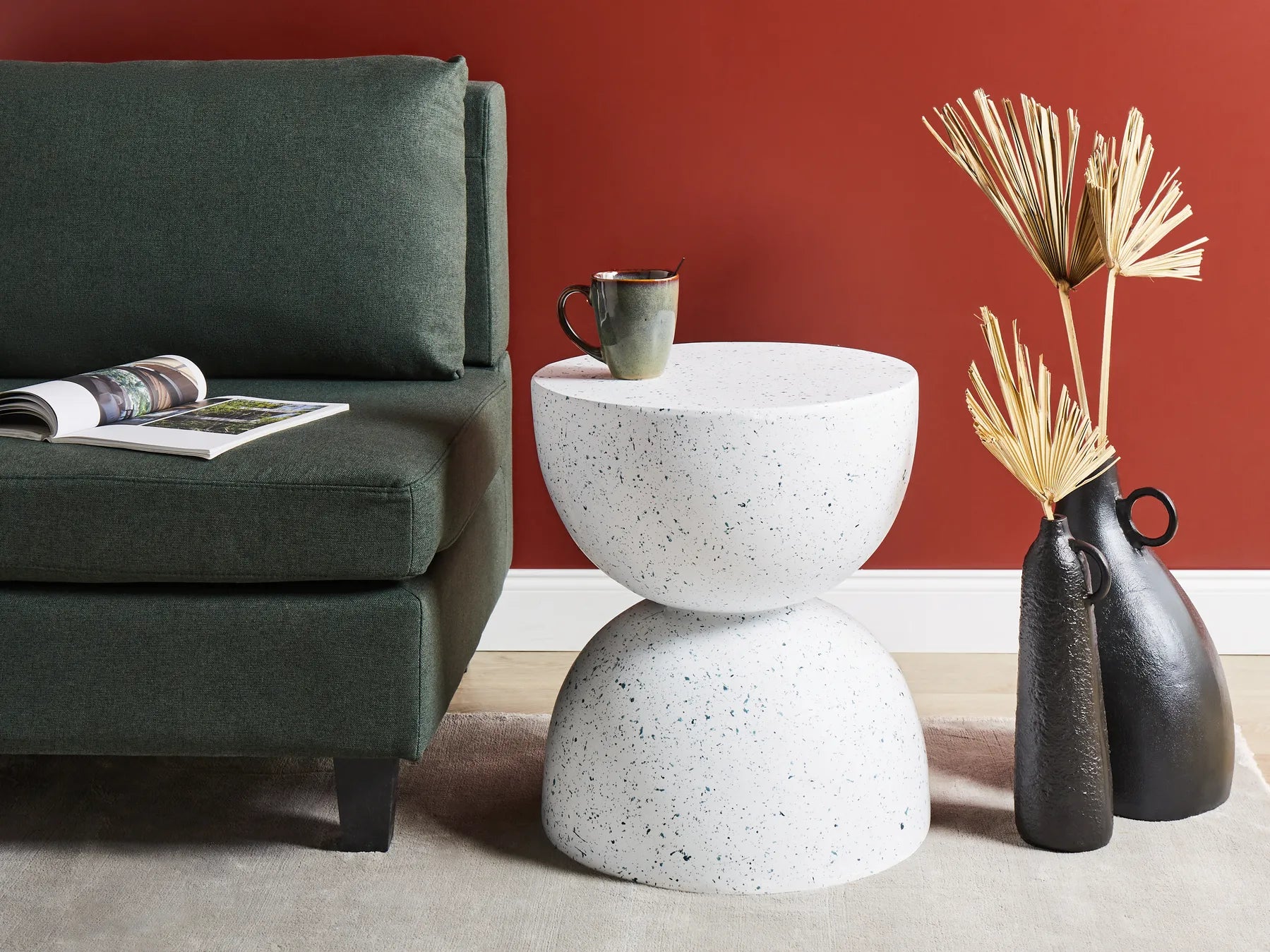 Side Table CAORIA 40 cm 40 cm Terrazzo Effect White Terrazzo