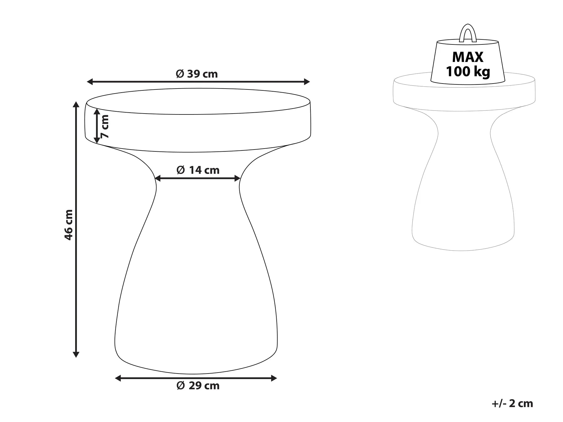Side Table BIVIERE 39 cm 39 cm Terrazzo Effect White Terrazzo
