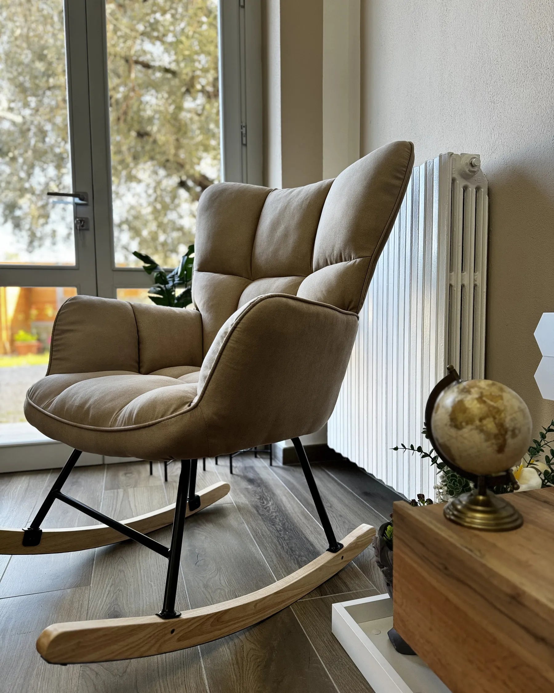 Rocking Chair OULU Fabric Beige