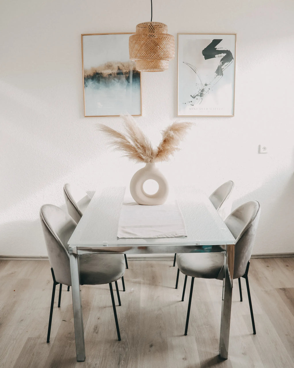 Set of 2 Dining Chairs COVELO Velvet Grey