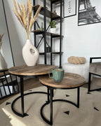 Set of 2 Coffee Tables CLATON Brown