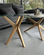 Side Table VALLEY Tempered Glass Light Brown