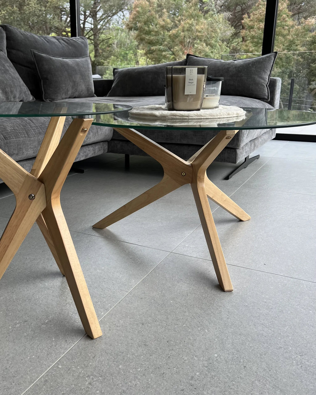 Coffee Table VALLEY Tempered Glass Light Brown