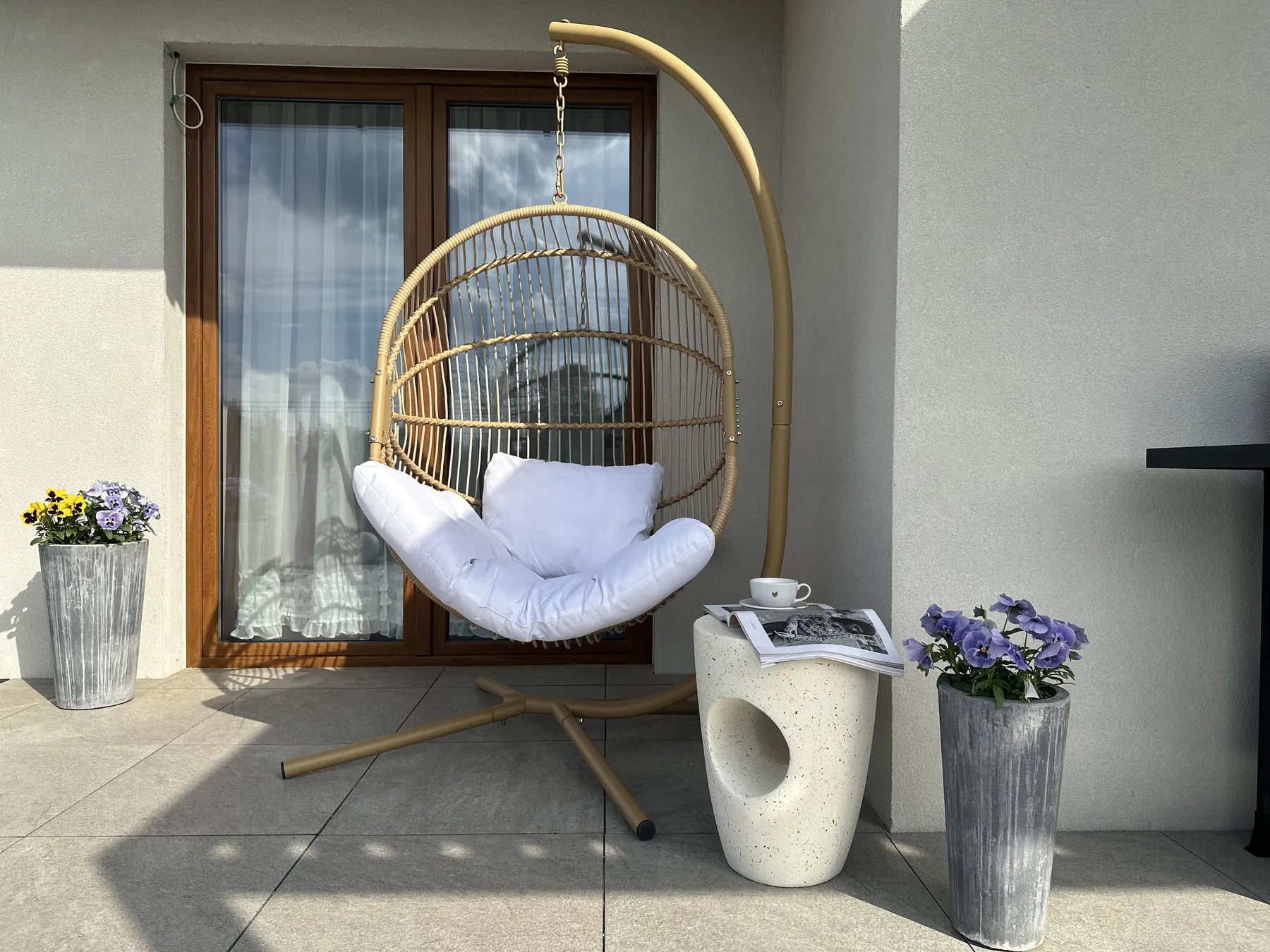 Side Table EDOLO 37 cm 37 cm Terrazzo Effect White Terrazzo