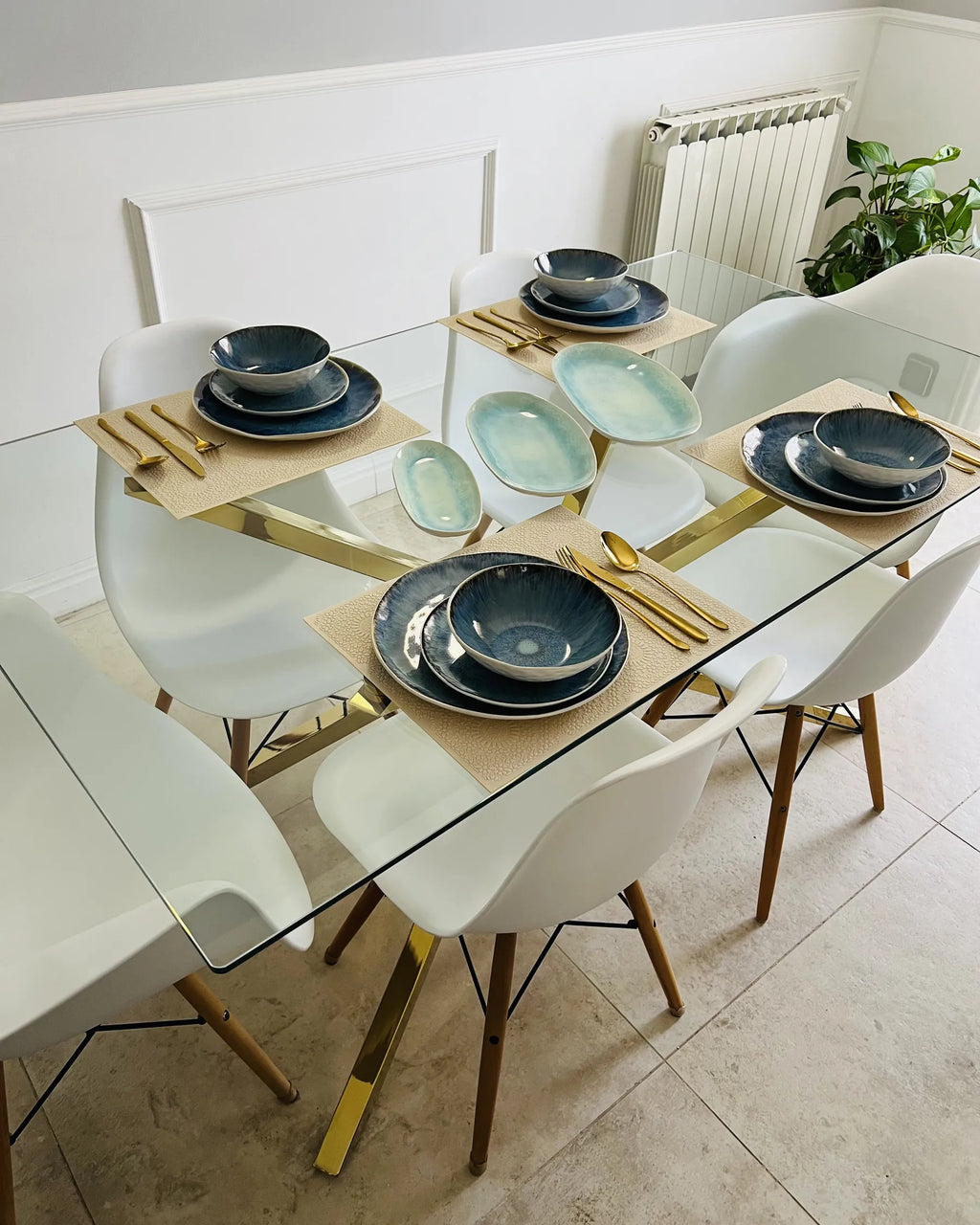 Dining Table CORA Gold 160 cm 90 cm Tempered Glass