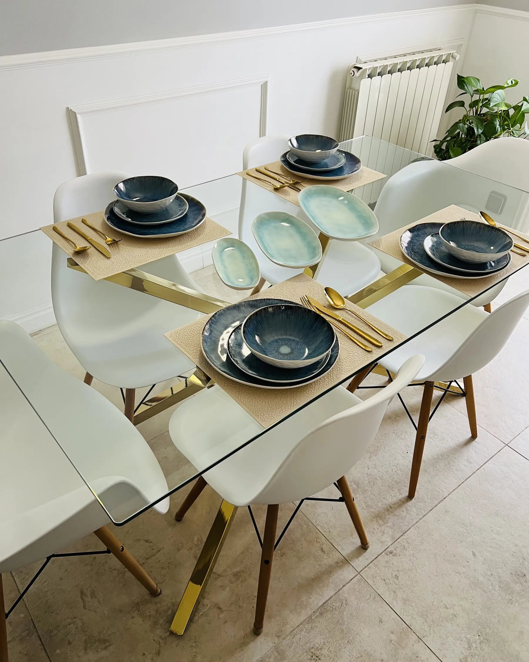 Dining Table CORA Gold 160 cm 90 cm Tempered Glass