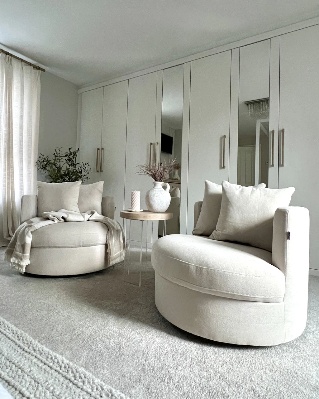 Swivel Armchair DALBY Fabric Light Beige