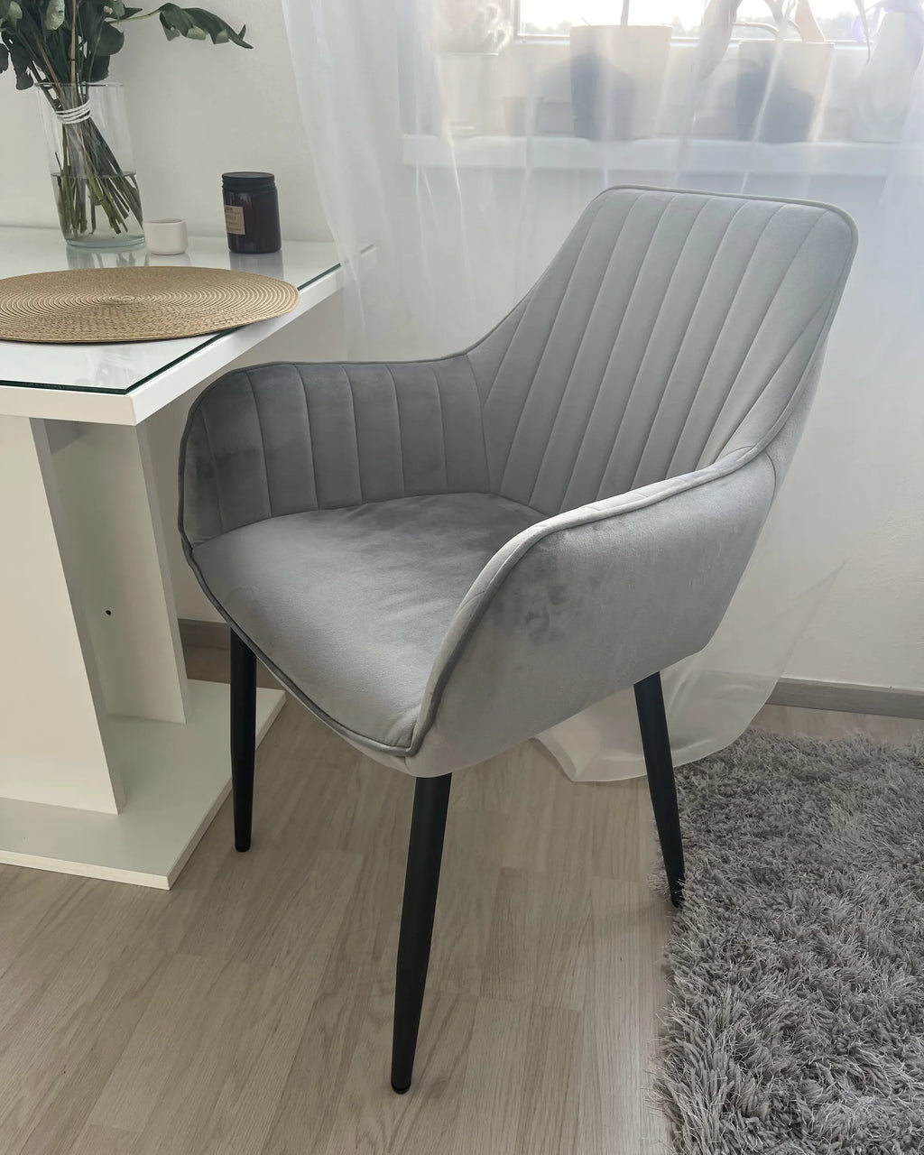 Set of 2 Dining Chairs WELLSTON Velvet Dark Grey