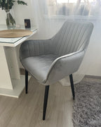 Set of 2 Dining Chairs WELLSTON Velvet Dark Grey