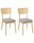 Set of 2 Dining Chairs MINIER Wood Light Brown/ Grey