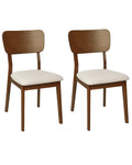 Set of 2 Dining Chairs MINIER Wood Dark Brown/ Beige