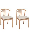 Set of 2 Dining Chairs CRAIG Wood Light Brown/ Beige