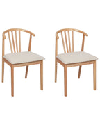 Set of 2 Dining Chairs CRAIG Wood Light Brown/ Beige