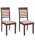 Set of 2 Dining Chairs ORTLEY Wood Dark Brown/ Taupe