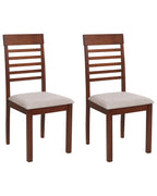 Set of 2 Dining Chairs ORTLEY Wood Dark Brown/ Taupe