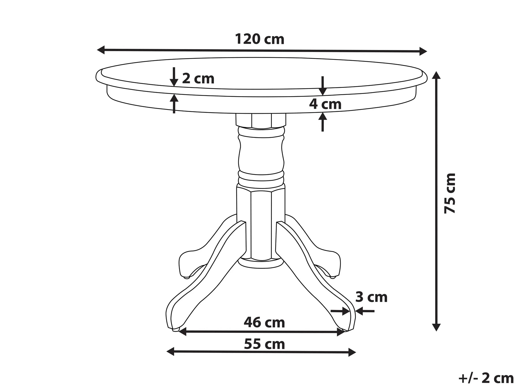 Dining Table AKRON Black 120 cm 120 cm