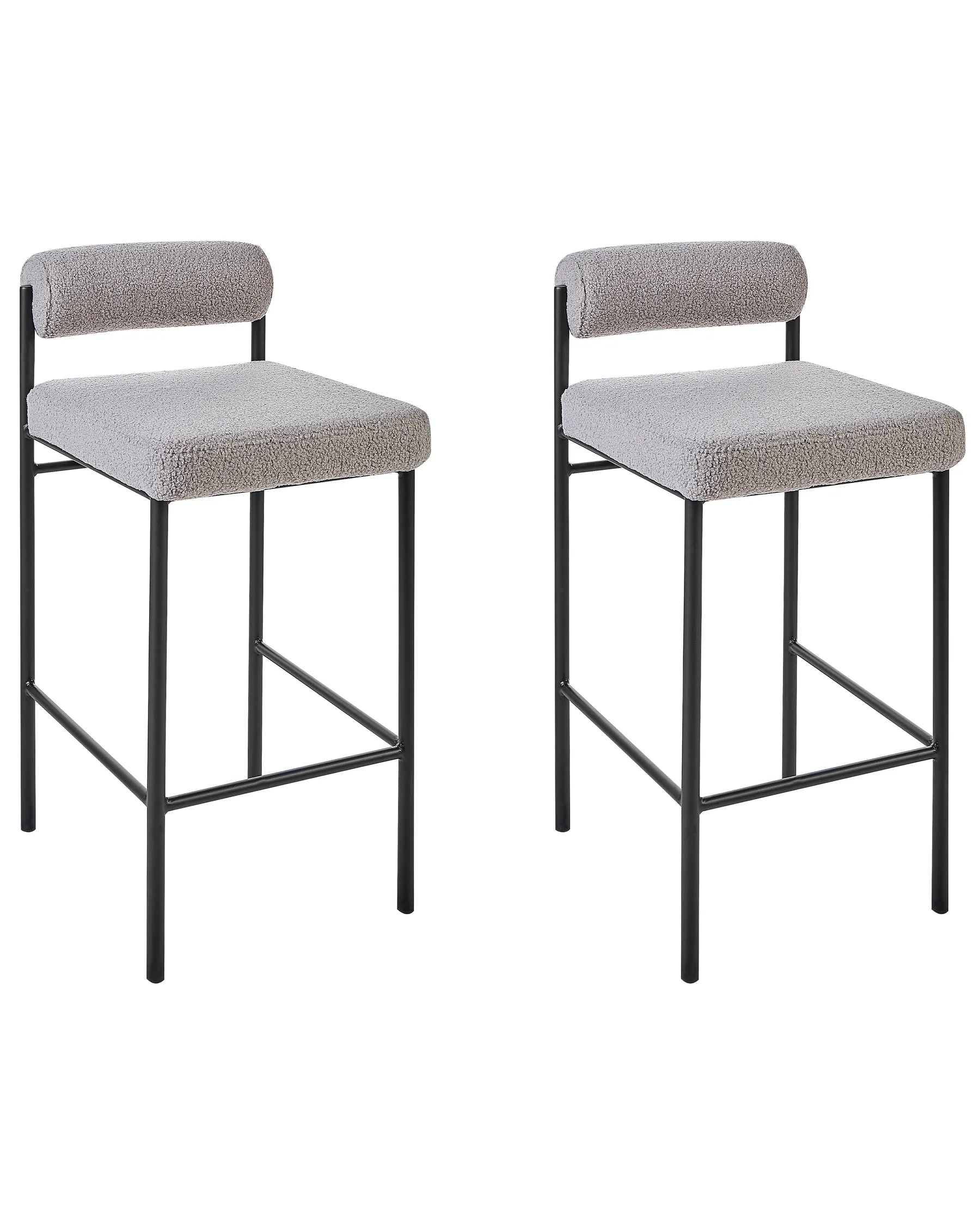 Set of 2 Bar Chairs AMAYA Boucle Grey