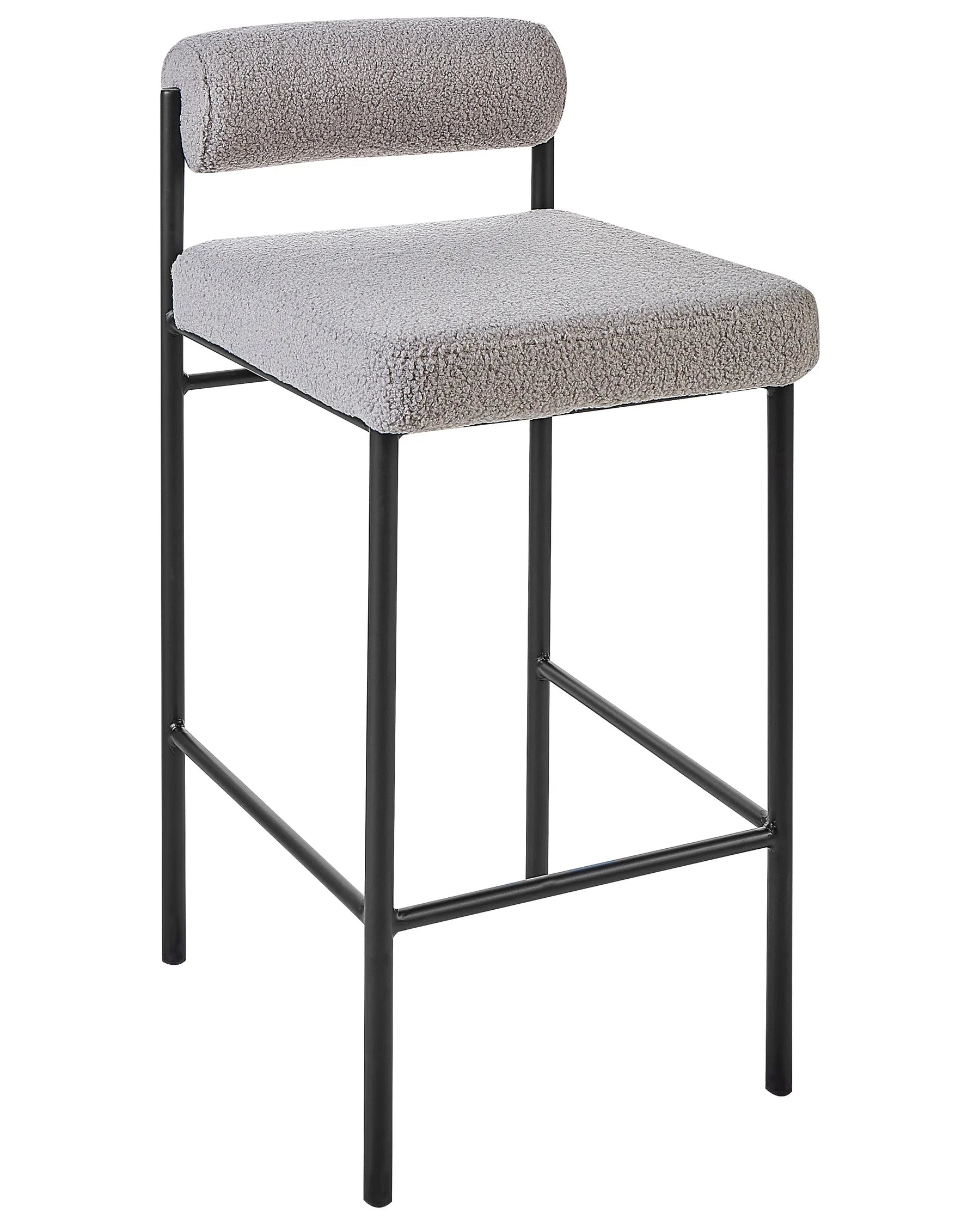 Set of 2 Bar Chairs AMAYA Boucle Grey