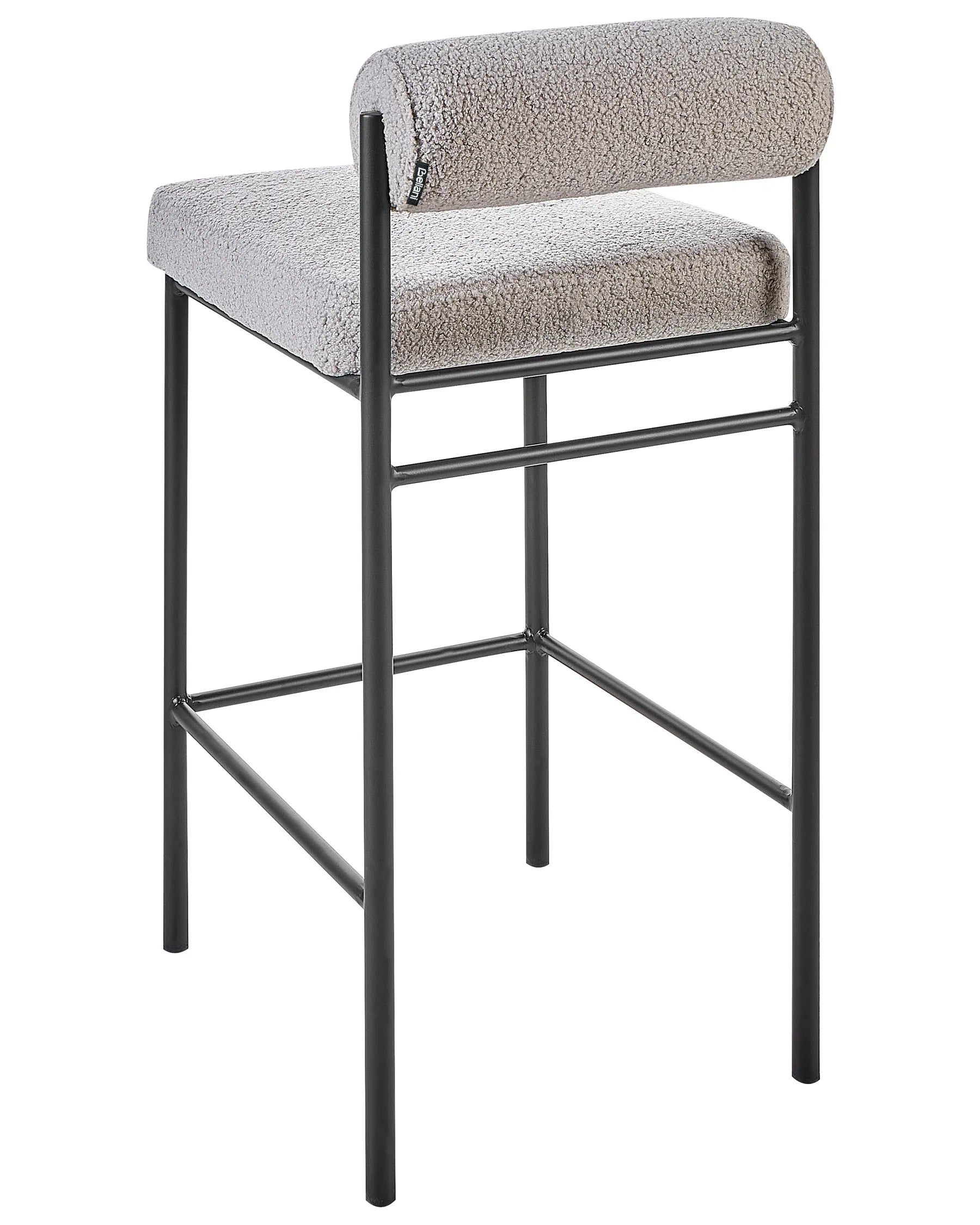 Set of 2 Bar Chairs AMAYA Boucle Grey