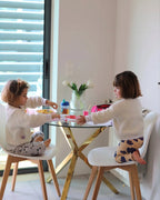 Dining Table SAVONI Gold 90 cm 90 cm Tempered Glass