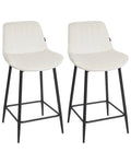 Set of 2 Bar Chairs DUBROVNIK Velvet Light Beige