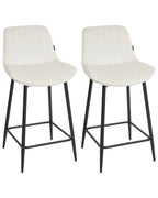 Set of 2 Bar Chairs DUBROVNIK Velvet Light Beige