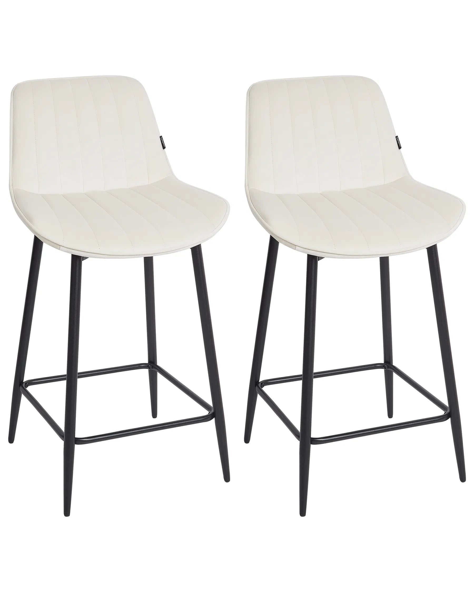 Set of 2 Bar Chairs DUBROVNIK Velvet Light Beige