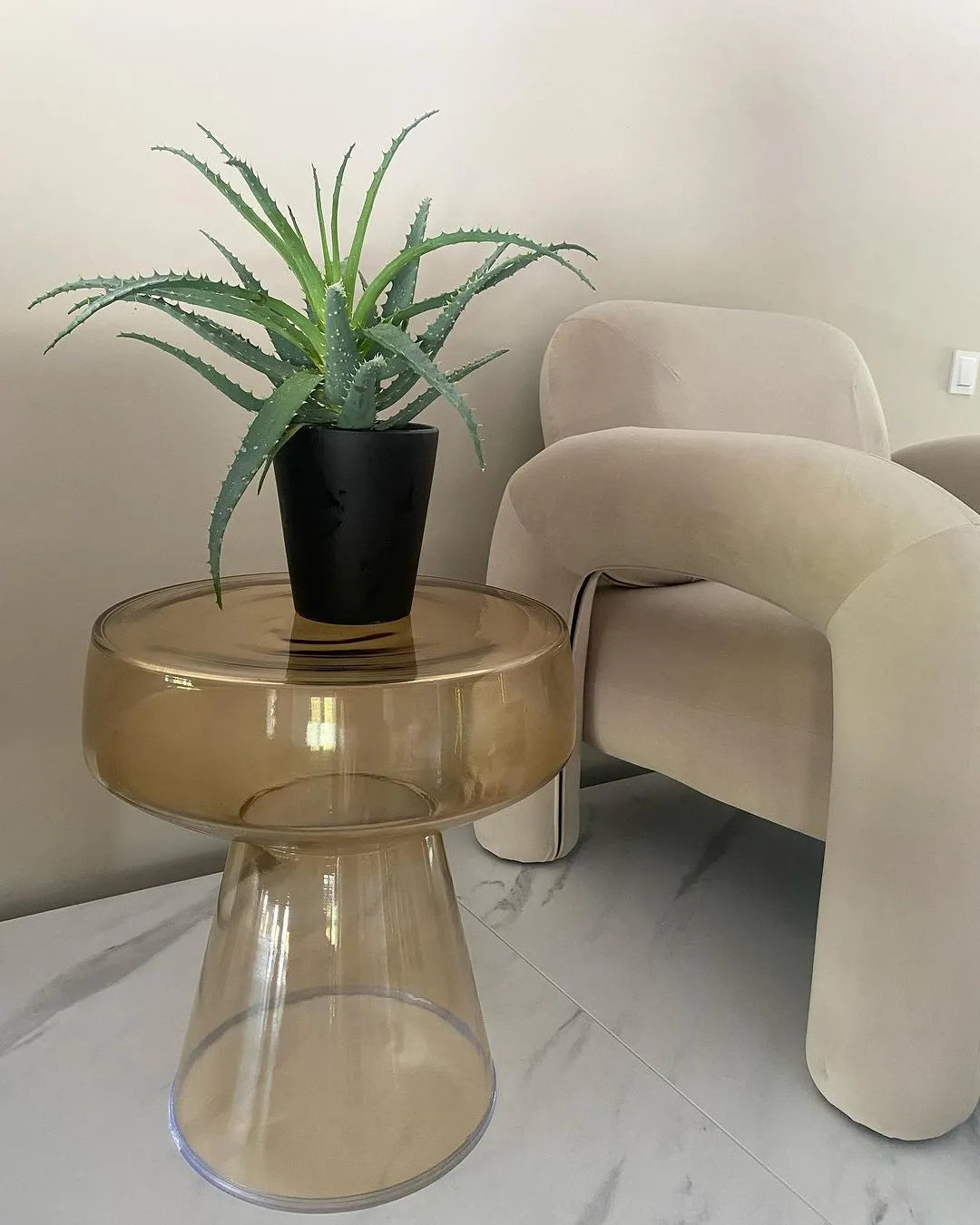 Side Table LAGUNA Glass Golden Brown