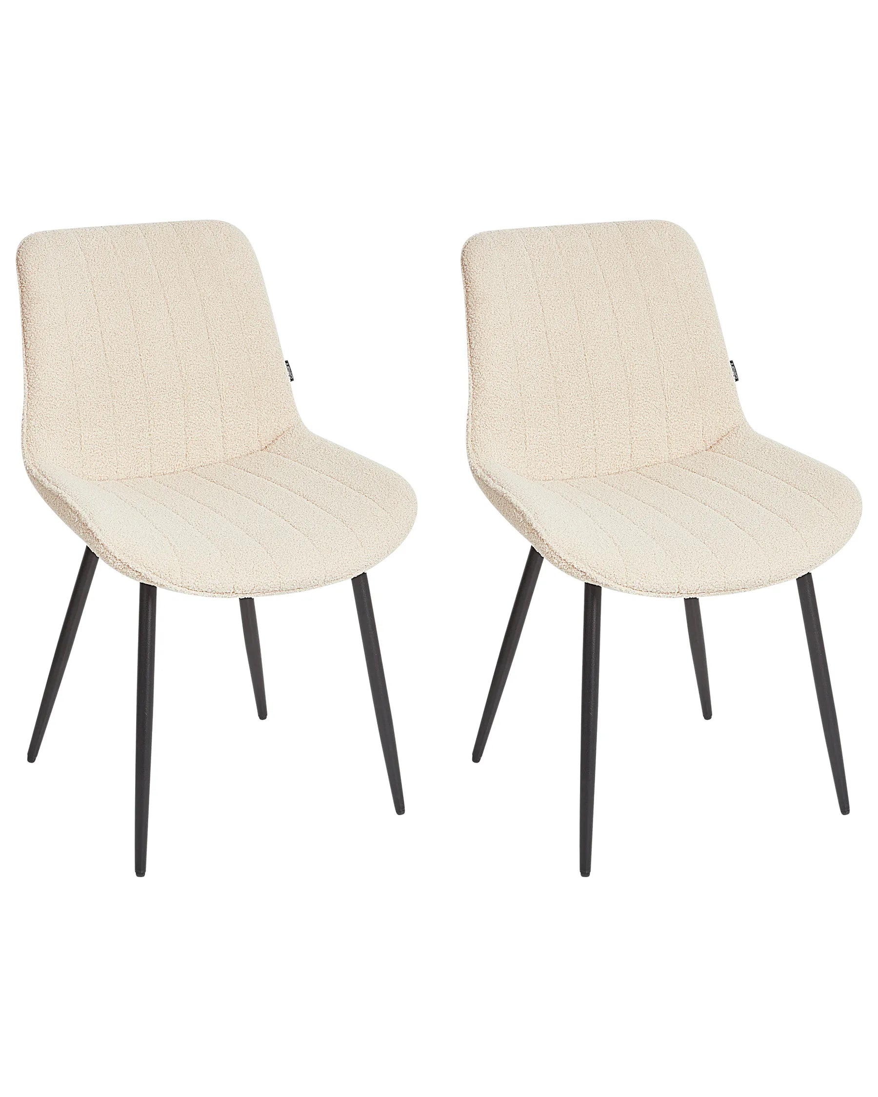 Set of 2 Dining Chairs DUBROVNIK Boucle Light Beige