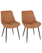 Set of 2 Dining Chairs DUBROVNIK Faux Leather Brown