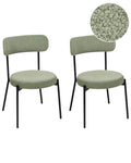 Set of 2 Dining Chairs ALLISON Boucle Light Green