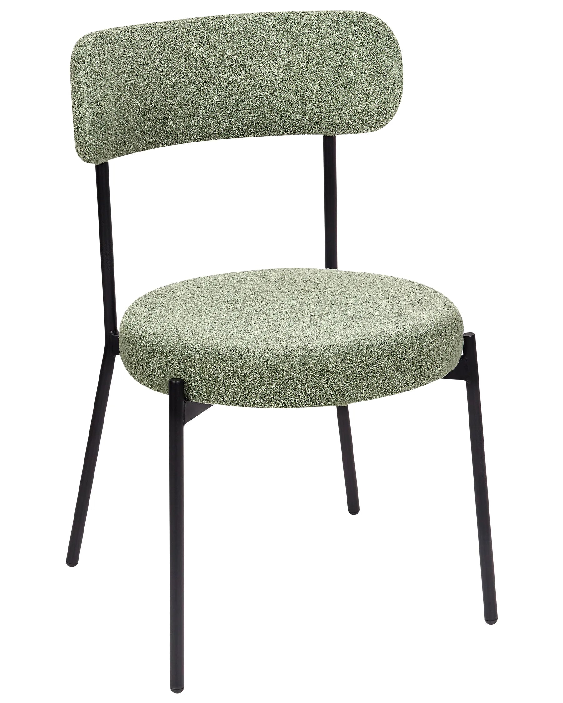 Set of 2 Dining Chairs ALLISON Boucle Light Green