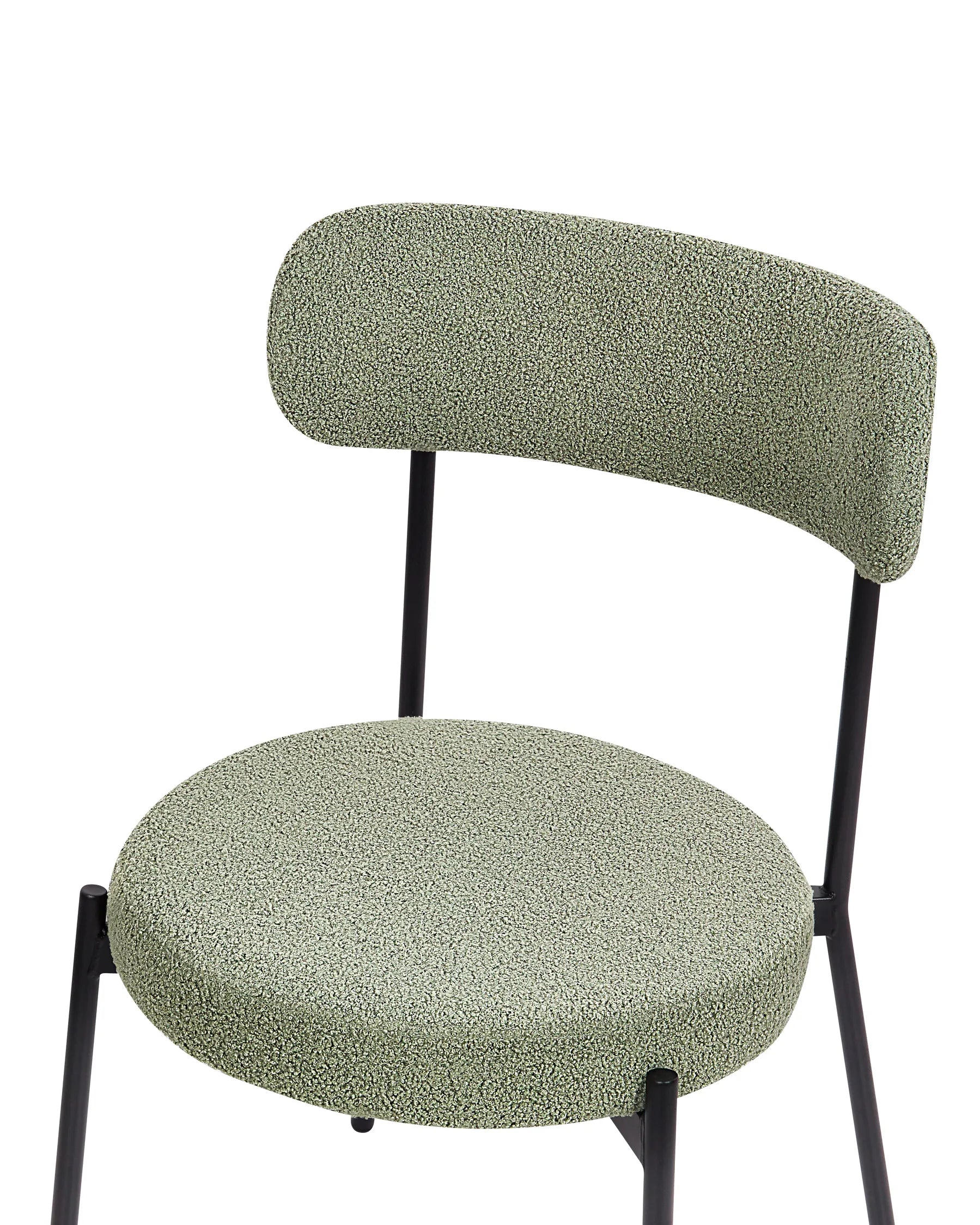 Set of 2 Dining Chairs ALLISON Boucle Light Green